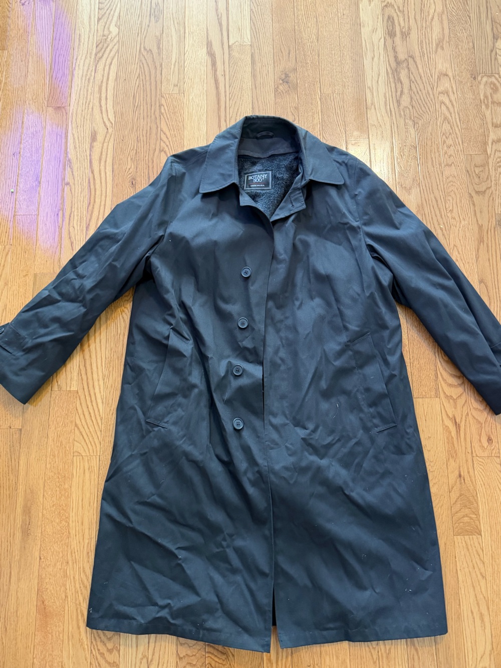 Classic Black Men's Trench Coat - Tailored Button Front